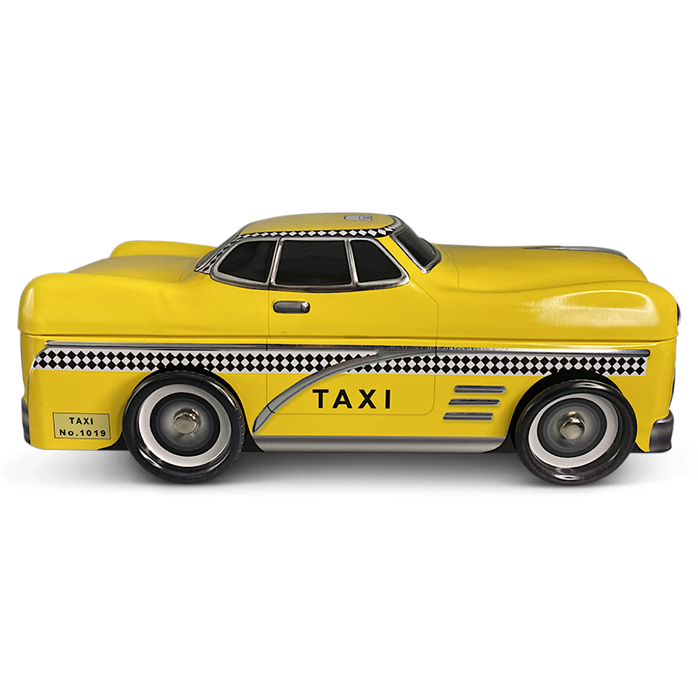 Geschenkdose: Taxi mit drehbaren Rädern