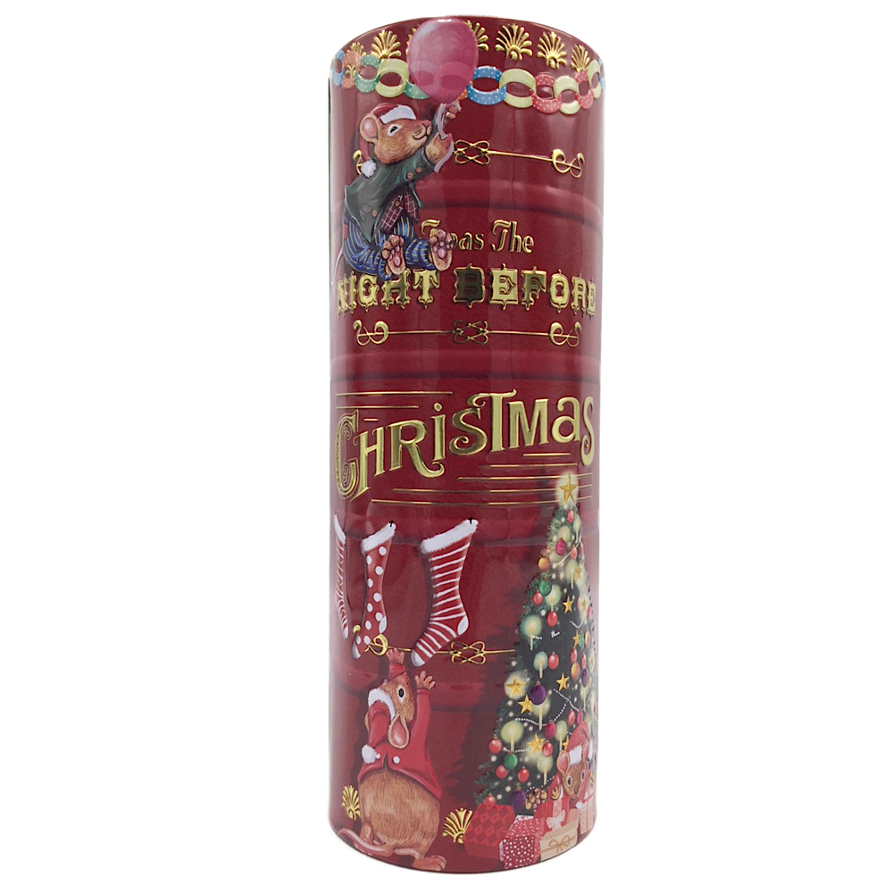 Weihnachtsdose: Große Buchdose Night Before Christmas – aufwändig geprägt und bedruckt.