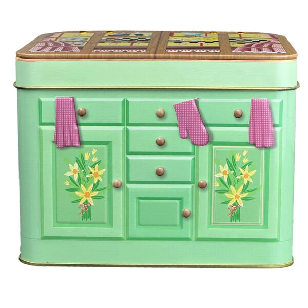 Sideboard Ostern - die aufklappbare Rückwand gibt der Dose eine sehr dekorative und zusätzliche Dimension