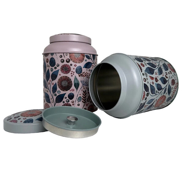 Teedose  Linnea je 175g - 2er Set - mit bunten Motiven aufwendig lackiert, Bügelverschlußdeckel - Kaffeedose – Bild 2