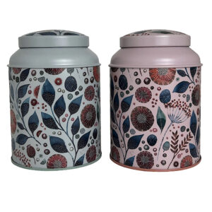 Teedose  Linnea je 175g - 2er Set - mit bunten Motiven aufwendig lackiert, Bügelverschlußdeckel - Kaffeedose